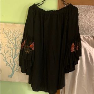 Black Bell Sleeve off the shoulder dress